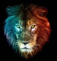 Digital fantasy fractal design art of a lion © eranda