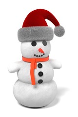 3d render of snowman with santas cap