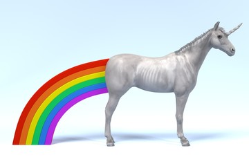 Obraz na płótnie Canvas 3d render of unicorn defecates rainbow