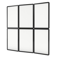 Blank Fold Up Banner Stands. Trade show booth white and blank. 3d render illustration isolated on white background. Template mockup for your design.