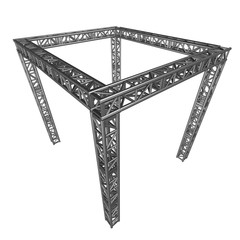 Steel truss girder rooftop construction. 3d render isolated on white