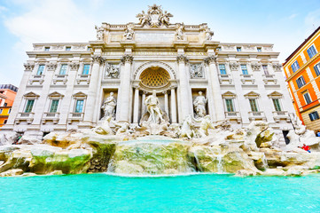 View of the Trevi Fountain in Rome, Italy. 