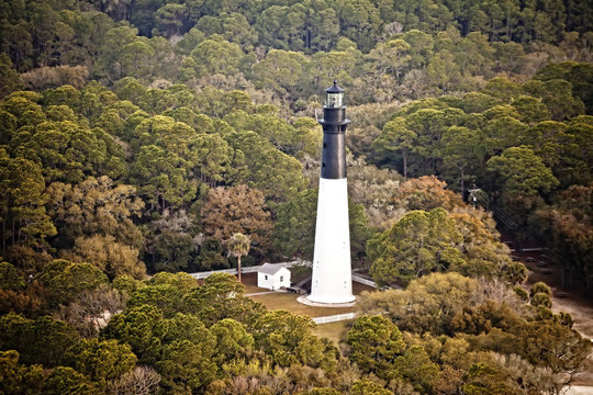 lighthouse aerial view hdr