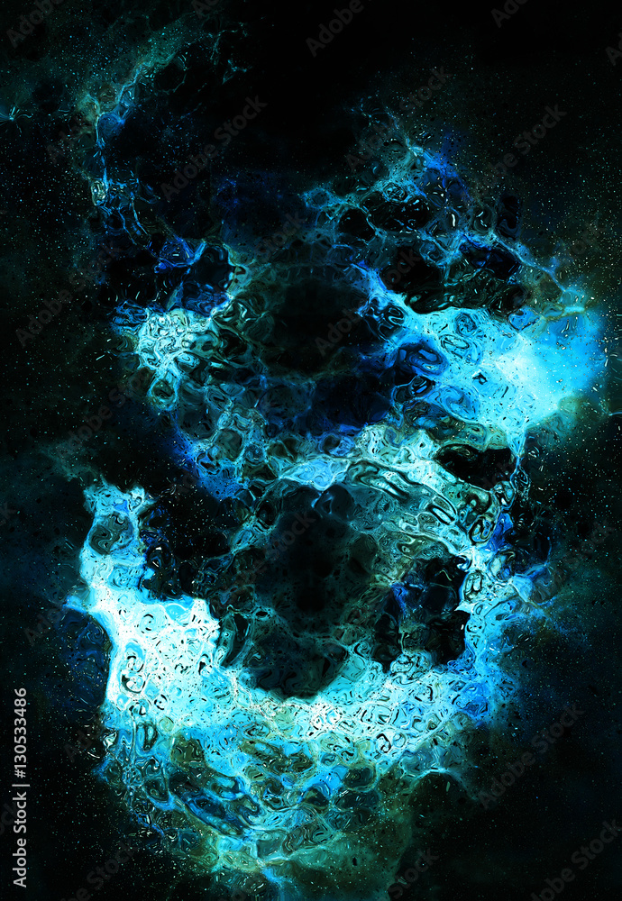 Poster cosmic space and stars, cosmic abstract background and glass effect.