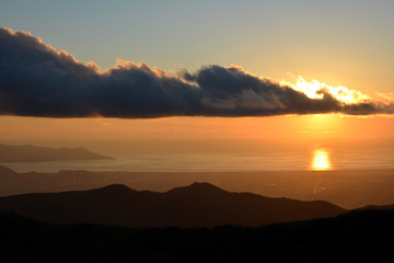 Sunset  view from Mount Fuji. 