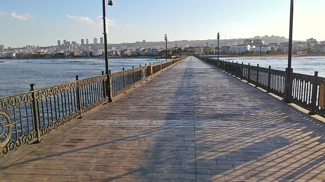 Motion timelapse on the pier in Atakum beach, Samsun, Turkey 