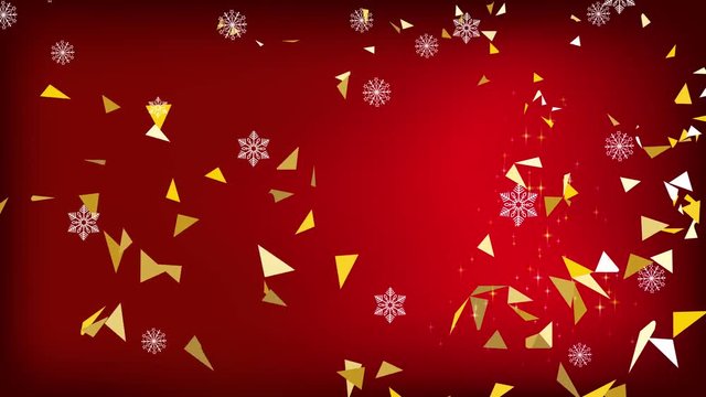 Golden Low Poly Christmas Tree With Snowflakes Animation