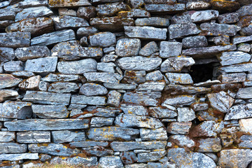 Stone Wall of rural Building made with manual work only