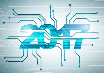  abstract digital background with happy new 2017 year concept