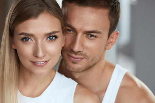 Beauty. Beautiful Couple, Man And Woman In Love Portrait