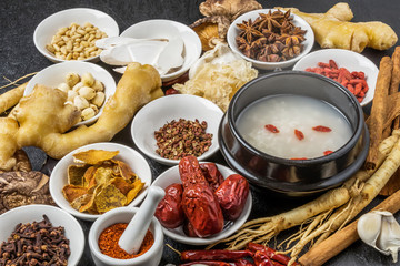 朝鮮人参と漢方薬　薬膳　健康食 Chinese medicine and ginseng