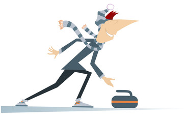 Cartoon curling player illustration