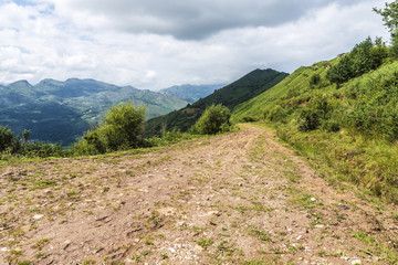 Landscape of mountains and meadows in Cantabria, Spain