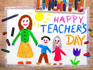 Fototapeta na wymiar Colorful drawing - Teacher's Day card
