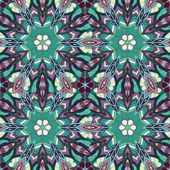 Ornate floral seamless texture, endless pattern with vintage mandala elements.