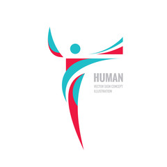 Human character - vector logo template concept illustration for sport club, fitness hall, health center, music festival etc. Abstract shapes. Design element.