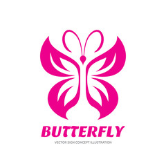 Obraz premium Butterfly vector sign - logo template concept illustration in graphic style design. Decorative art.