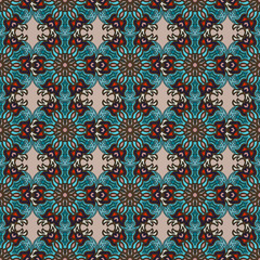 Ornate floral seamless texture, endless pattern with vintage mandala elements.