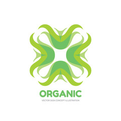 Organic - vector logo template concept illustration. Ecology green leaves sign. Bio nature product. Agriculture sprout icon. Design element.