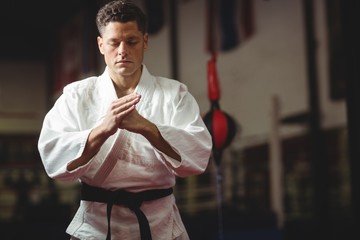 Karate player performing karate stance © WavebreakMediaMicro