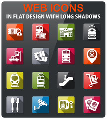 railway station icon set