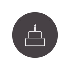 cake with one candle vector outline icon