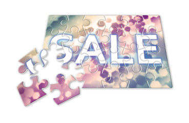 Sale concept with colored hexagonal background designs in puzzle
