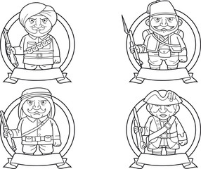 Cartoon soldier stands guard with a rifle in his hand