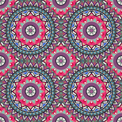 Ornate floral seamless texture, endless pattern with vintage mandala elements.