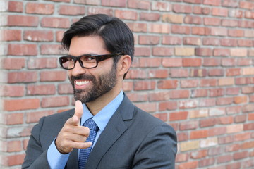 Cheesy Businessman Pointing at YOU 