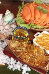 Fish oil capsule for good health care.