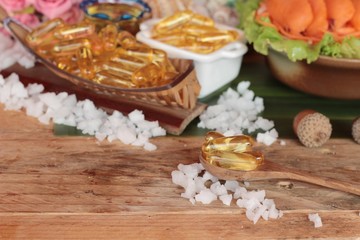 Fish oil capsule for good health care.