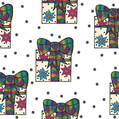 Seamless pattern with colorful gift box