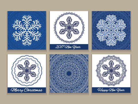 Set Of Greeting Christmas Cards