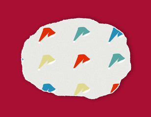 teared note paper of santa claus hat pattern for christmas backg