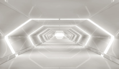 3D render. Futuristic spaceship interior architecture © Miguel Aguirre