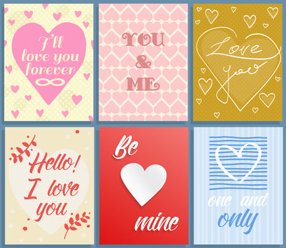Valentines day greeting cards vector set