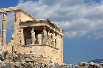 Caryatids of Erechtheion in Athens Acropolis, Greece