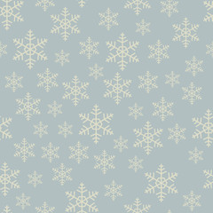 Seamless flat grey snowflake vector pattern.