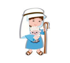 Illustration of good shepherd cartoon design. Vector illustration isolated on white background.