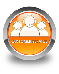 Customer service (team icon) glossy orange round button