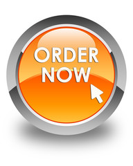 Order now glossy orange round button