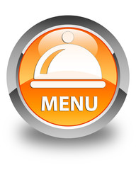 Fototapeta premium Menu (food dish icon) glossy orange round button
