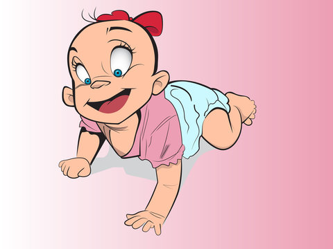Cartoon style baby girl