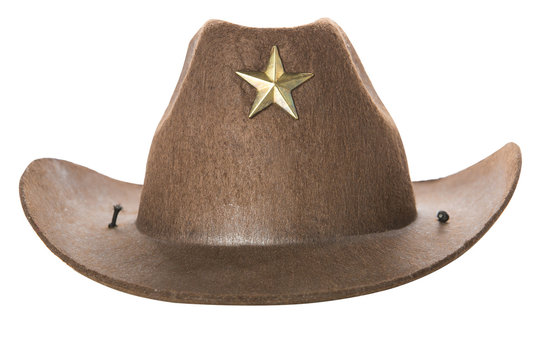 Cowboy's Hat With Star On A White Background