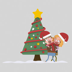 Couple in love in front of Xmas Tree.

Custom 3d illustration contact me!