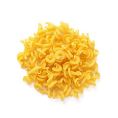Heap of dischi pasta isolated on white background. Top view