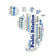 Public Relation word cloud shaped as a feet