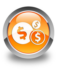 Finances (dollar sign) icon glossy orange round button
