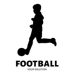 Fototapeta na wymiar Football vector logo. Brand's logo in the form of a soccer player